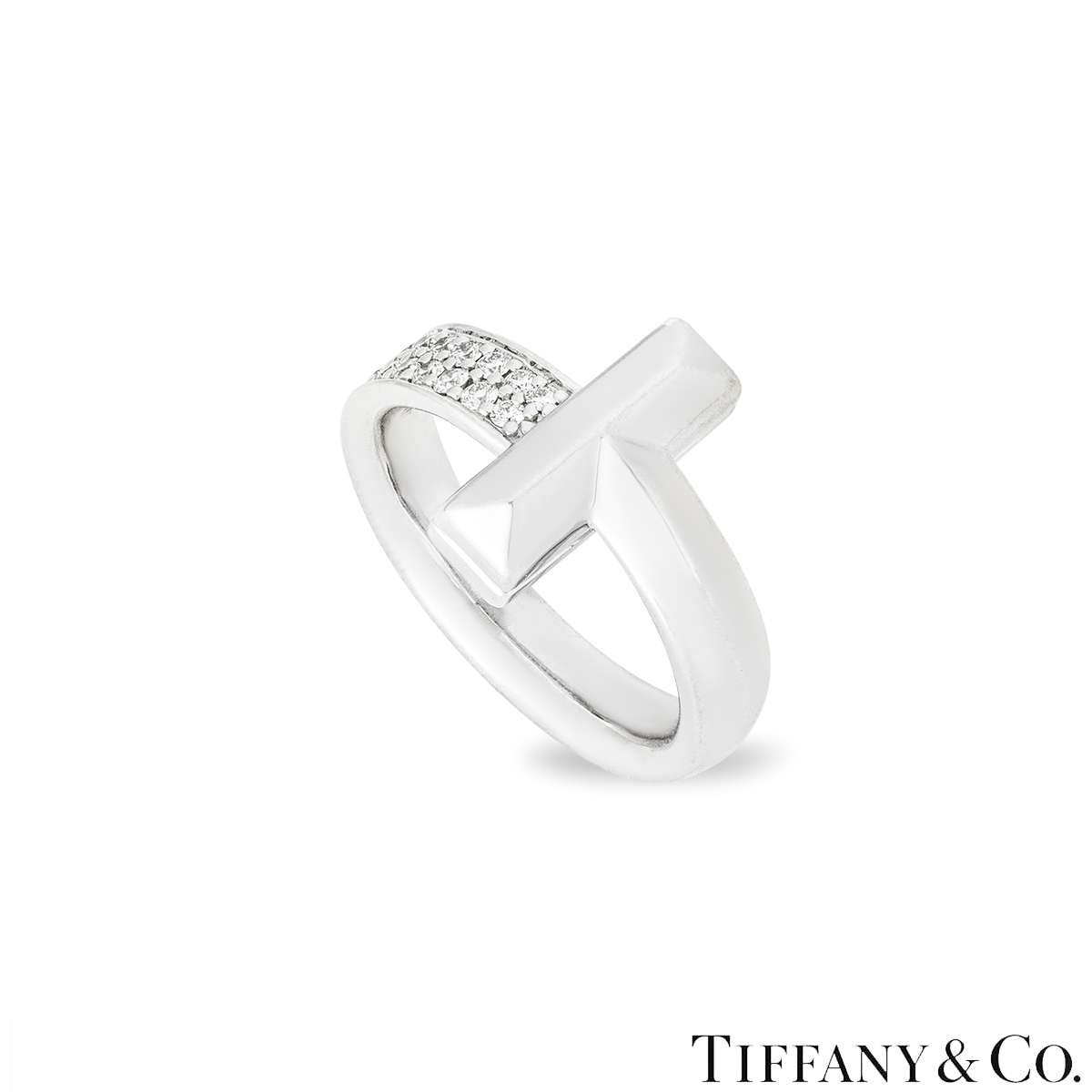 Tiffany & Co. White Gold Diamond Tiffany T1 Ring Size P 68172152